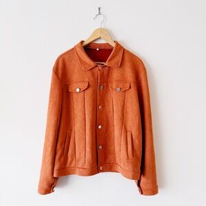 men's orange suede trucker jacket